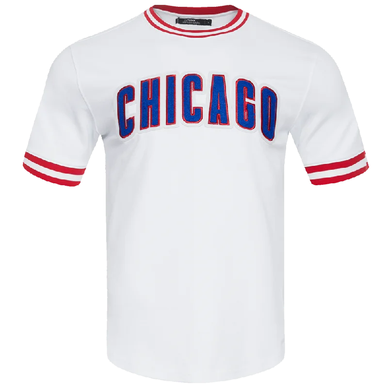 MLB CHICAGO CUBS CLASSIC CHENILLE MEN'S DOUBLE KNIT TOP (WHITE/RED) Dynamic Men's Moto