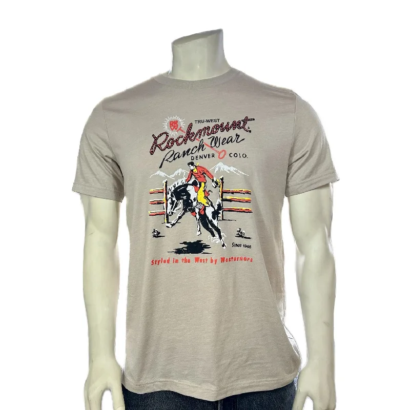 Rockmount Mens Bronc Rider Granite 100% Cotton S/S T-Shirt Bold Men's Animal