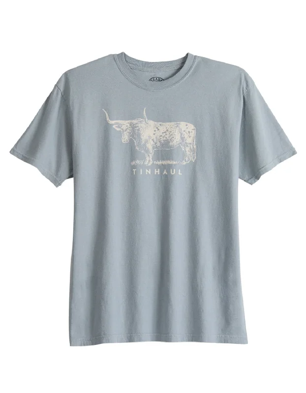 Tin Haul Mens Bull Standing Grey 100% Cotton S/S T-Shirt Bohemian Men's Free