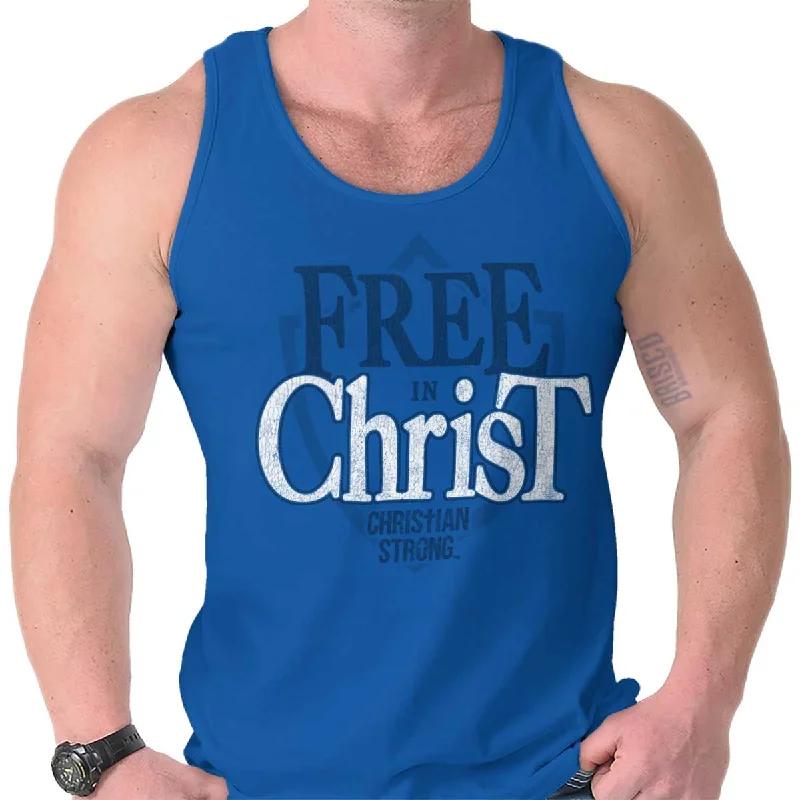 Free In Christ Tank Top Stylish Men's Tropical 