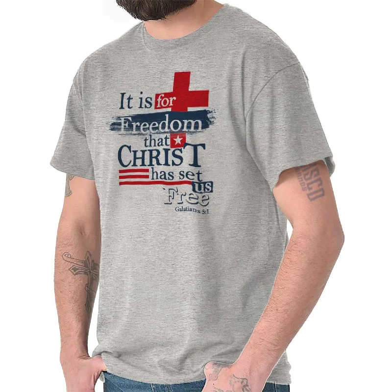 Christ Set Us Free T Shirt Cclassic Men's Tweed