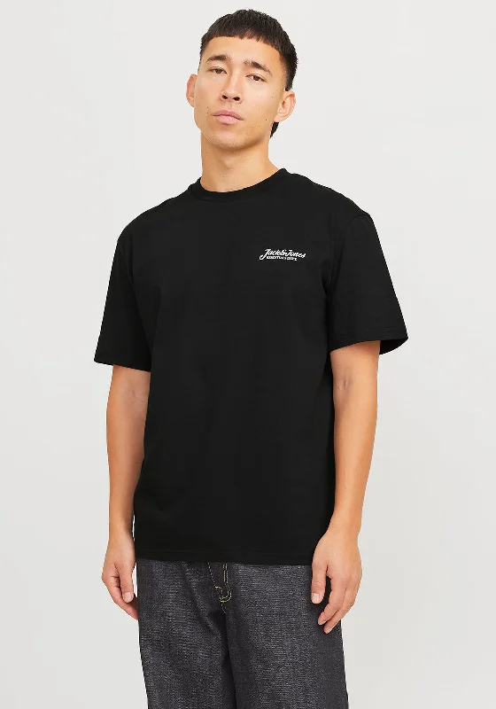 Jack & Jones Beau Crew Neck T-Shirt, Black Laid