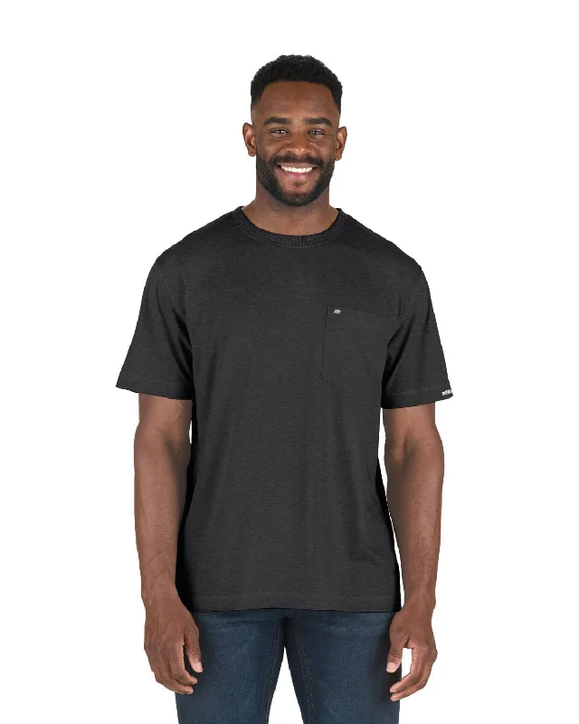 Berne Mens Performance Pocket Black Heathered Cotton Blend S/S T-Shirt Refined Men's European