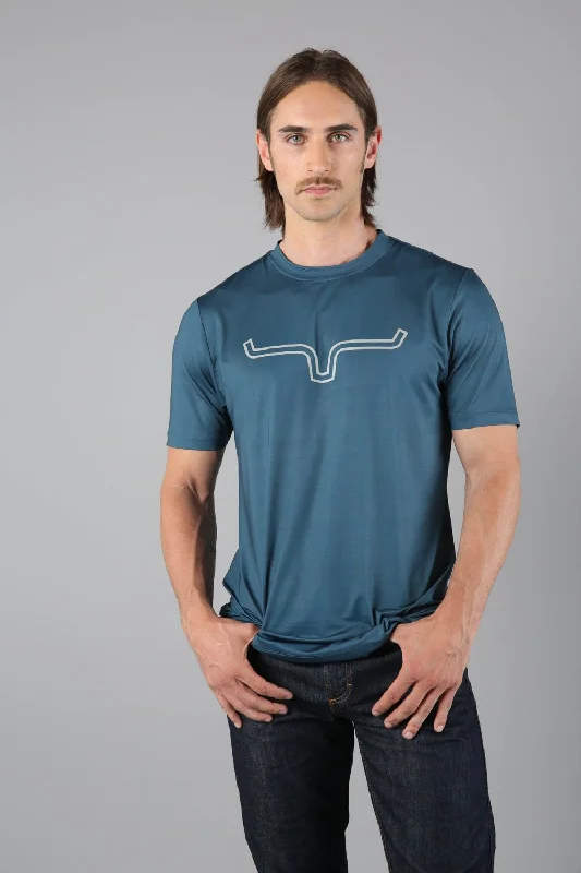 Kimes Ranch Mens Outlier Tech Tee Major Blue Cotton Blend S/S T-Shirt Laid