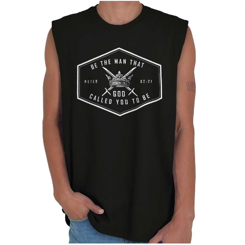 Be the Man God Called Sleeveless T Shirt Refined Men's Velvet