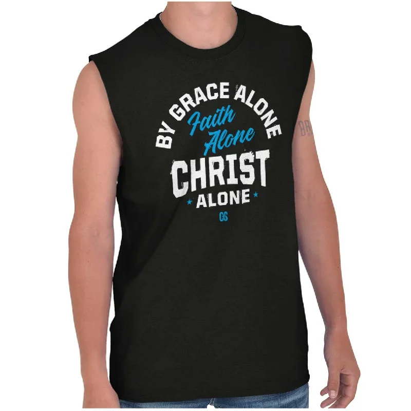 Grace Faith Christ Alone Sleeveless T Shirt Confident Men's Power