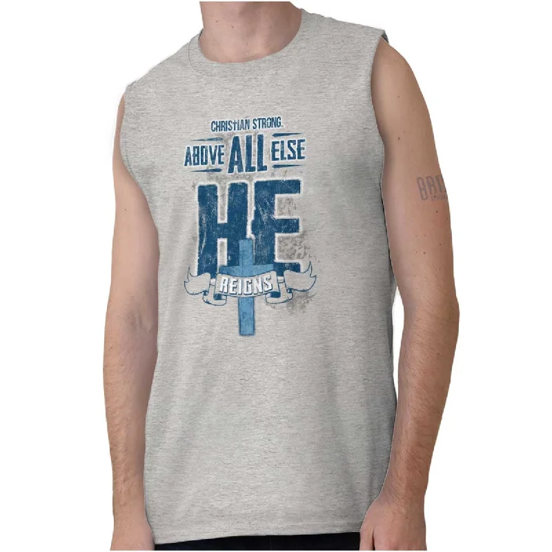 He Reigns Sleeveless T-Shirt Luxurious Men's High