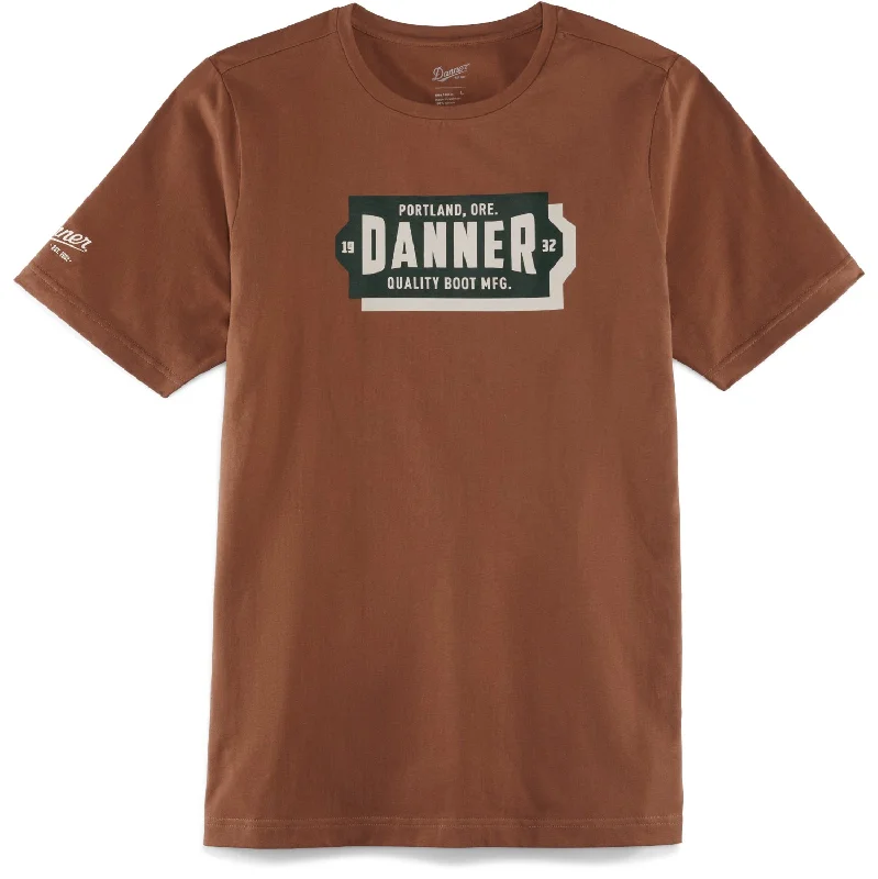 Danner Mens Banner Tee Brick Red 100% Cotton S/S T-Shirt Modern Men's 