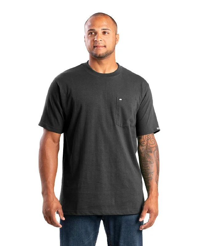 Berne Mens Highland Heavyweight Pocket Black 100% Cotton S/S T-Shirt Unique Men's Upcycled