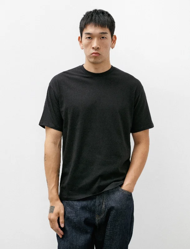 Seamless Crewneck Tee Top Black Organic