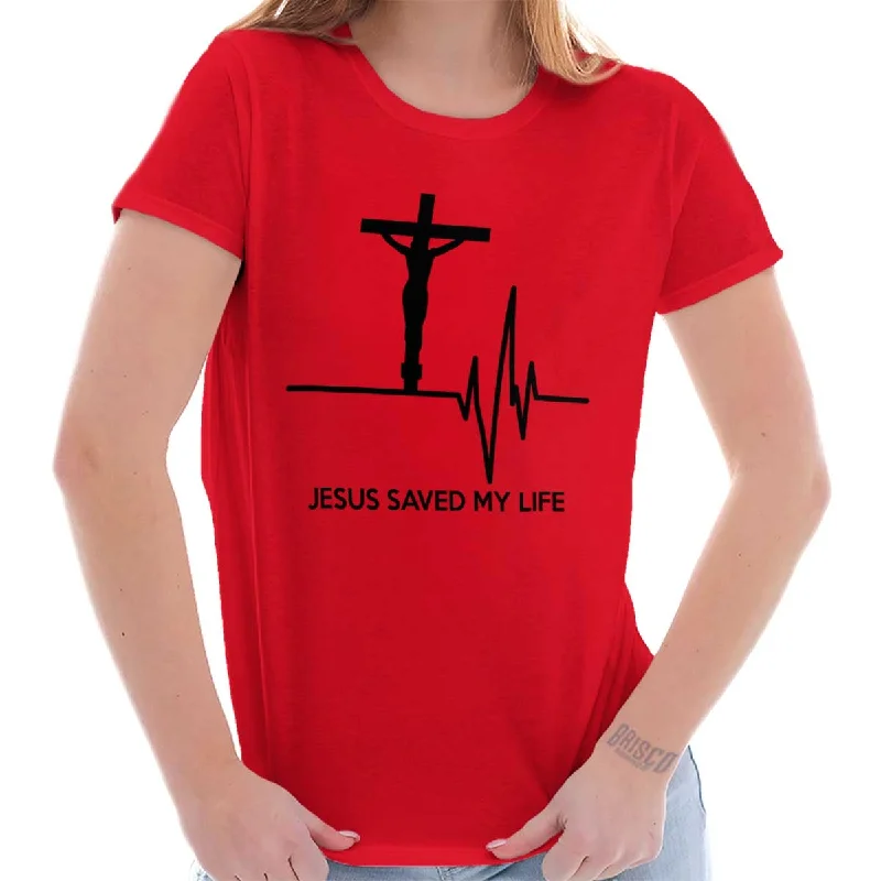 Jesus Saved My Life Ladies T Shirt Casual Men's Japanese 