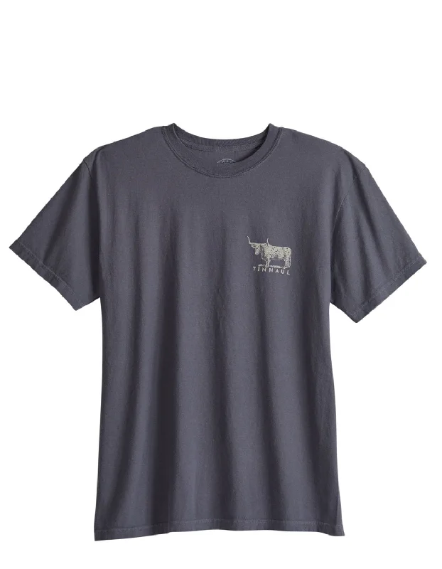 Tin Haul Mens Western Supply Bull Grey 100% Cotton S/S T-Shirt Streetwear Style