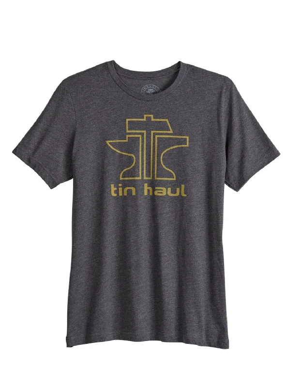 Tin Haul Mens Gold Anvil Logo Grey Cotton S/S T-Shirt Sophisticated Men's 