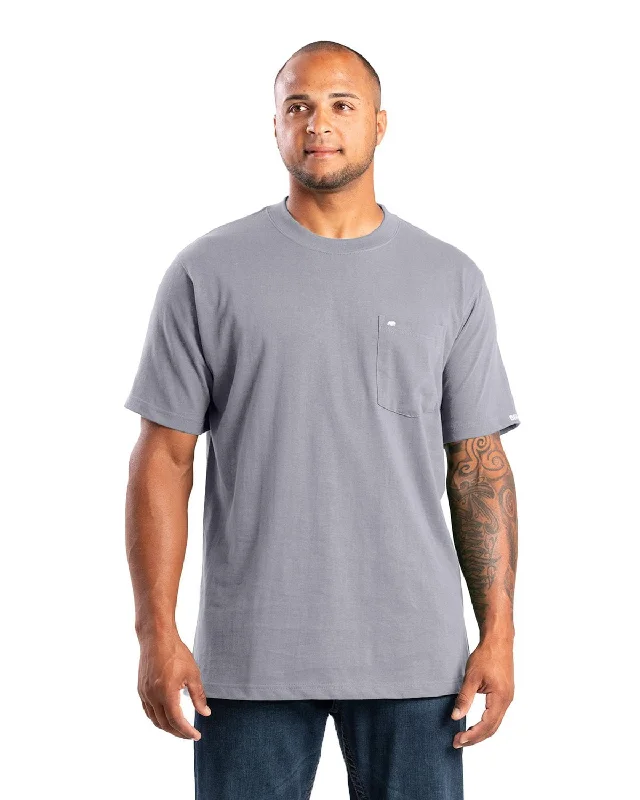 Berne Mens Highland Heavyweight Pocket Smoke 100% Cotton S/S T-Shirt Tailored