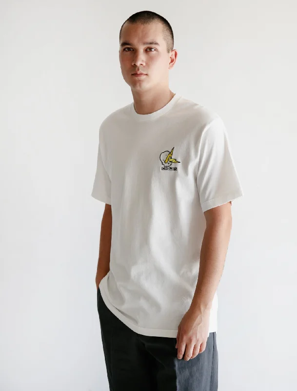 Embroidered Clean T White Casual Men's Japanese 