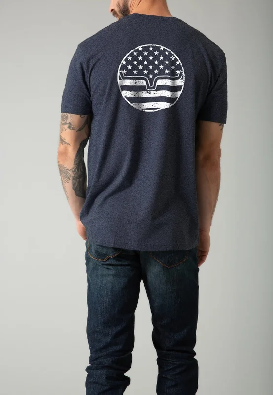 Kimes Ranch Mens American Bullseye Midnight Navy Cotton Blend S/S T-Shirt Casual Men's Loose