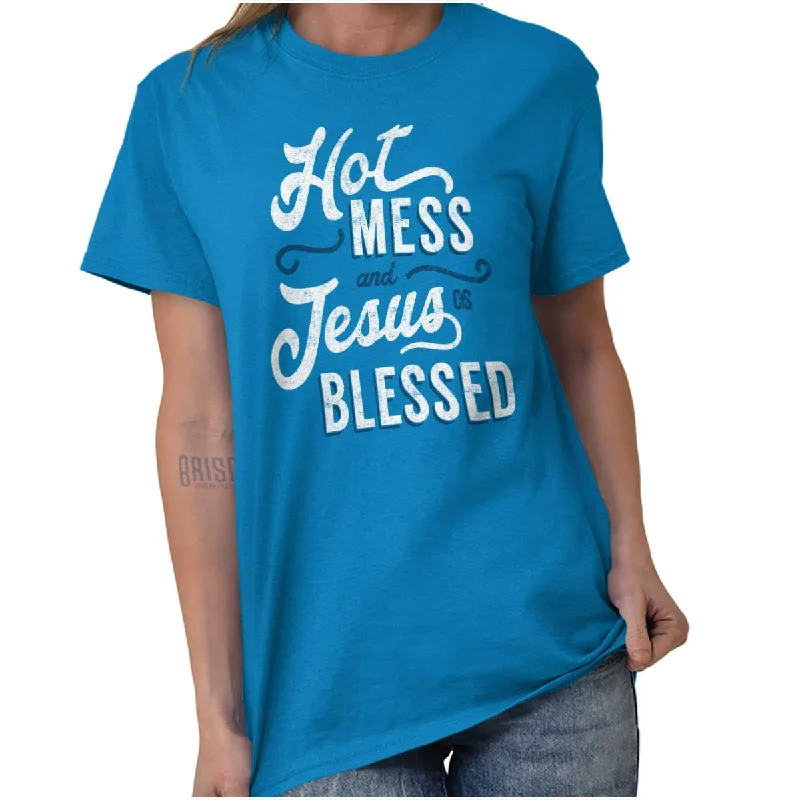 Hot Mess Blessed T Shirt Elegant Men's Cashmere