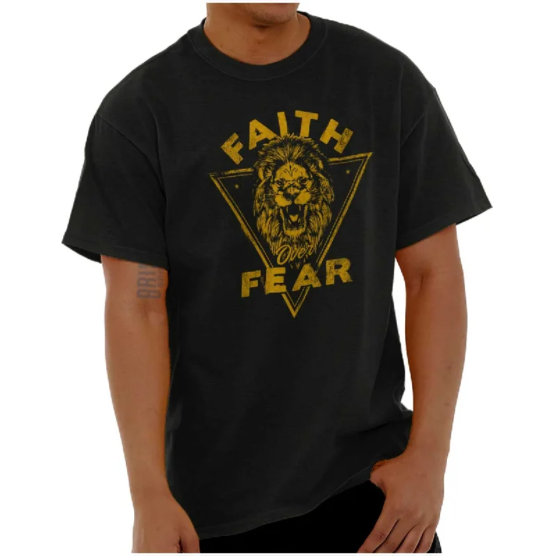 Faith Over Fear Lion T Shirt Bold Men's Animal