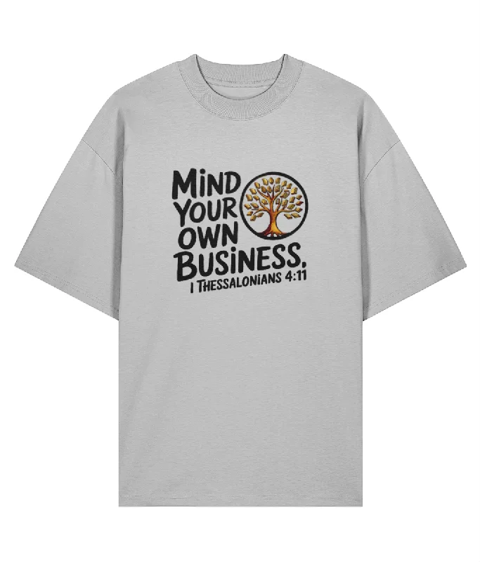 Outspoken Designs 06-01 "Mind Your Own Business" Designer Stanley/Stella Blaster 2.0 Oversized Drop Shoulder High Neck Unisex T-shirt (3 colors) Cozy Men's Winter