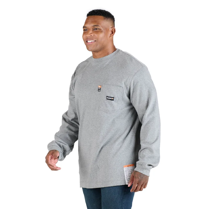 Berne Mens FR Crew Neck Pocket Grey 100% Cotton L/S T-Shirt Cozy Men's Sherpa