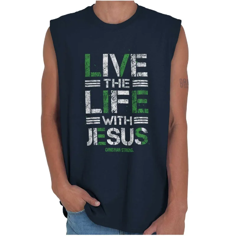 Live The Life Sleeveless T-Shirt Hip Men's Retro