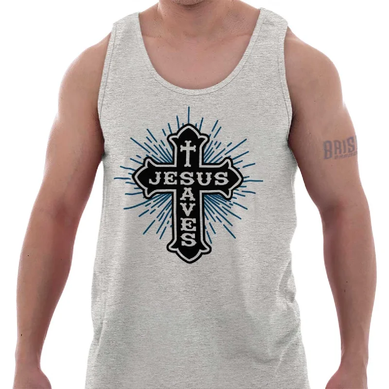 Jesus Saves Tank Top Rugged Men's Outdoor 