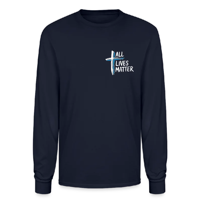 Outspoken Designs 04-02 "All Lives Matter" Designer Champion Unisex Long Sleeve T-shirt (MidnightNavy) British Gentleman Style