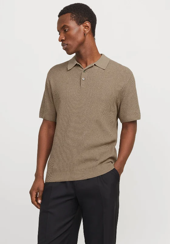 Jack & Jones Cooper Knit Polo Shirt, Greige Cool Men's Skate